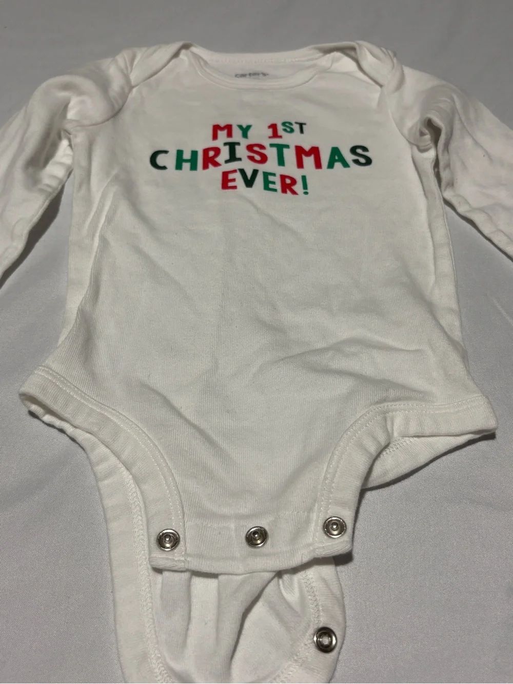 Christmas Set 3 pcs Carter's White Baby Onesie & Green Onesie Red, Size 12 month